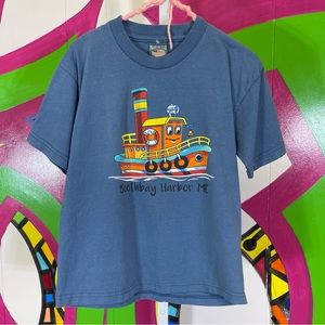 Prairie Mountain, Boothbay Harbor, ME. Tugboat Kids T-Shirt. Size 10/12.